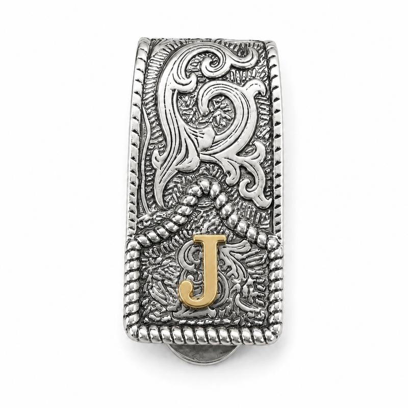 Western Scroll Initial Money Clip