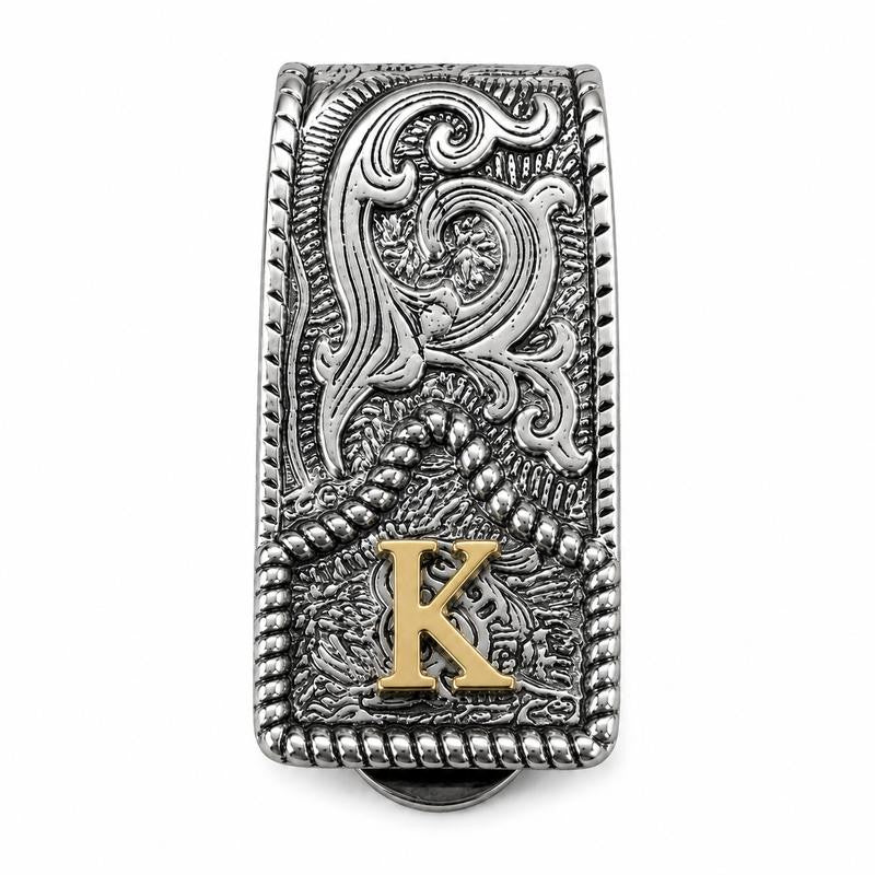 Western Scroll Initial Money Clip