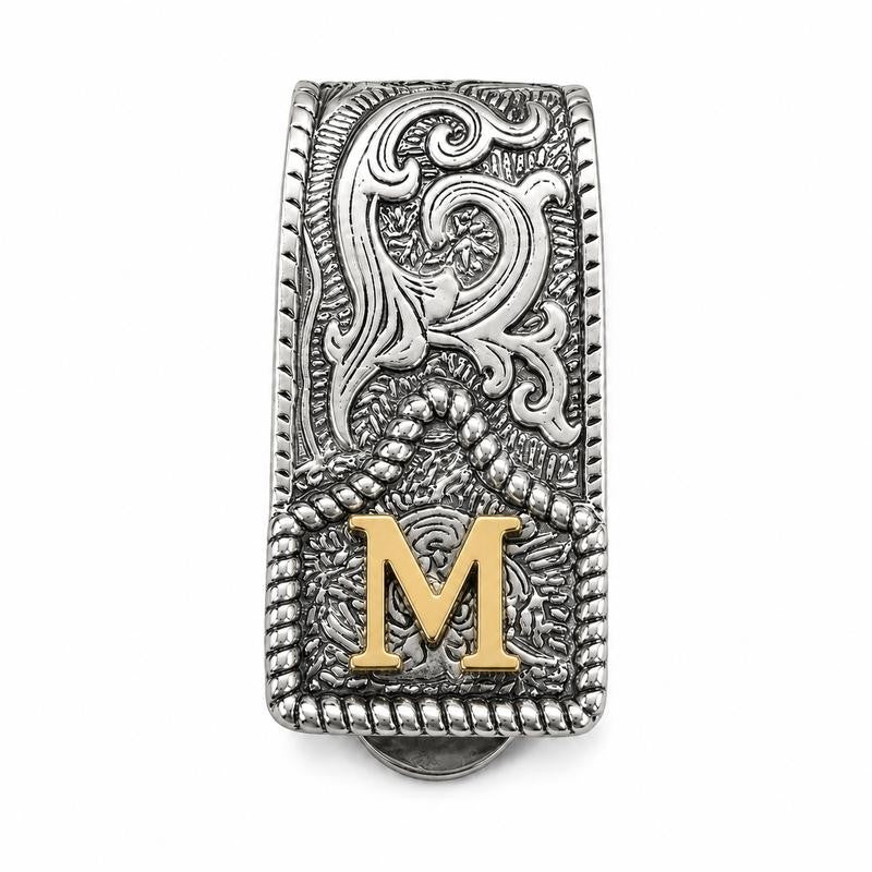 Western Scroll Initial Money Clip