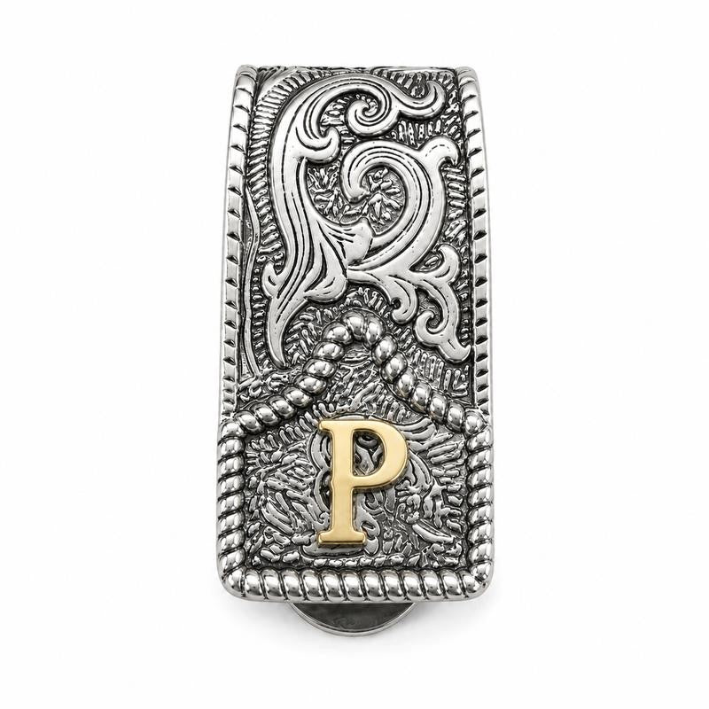 Western Scroll Initial Money Clip
