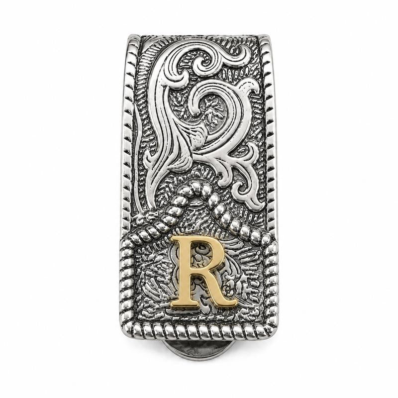 Western Scroll Initial Money Clip