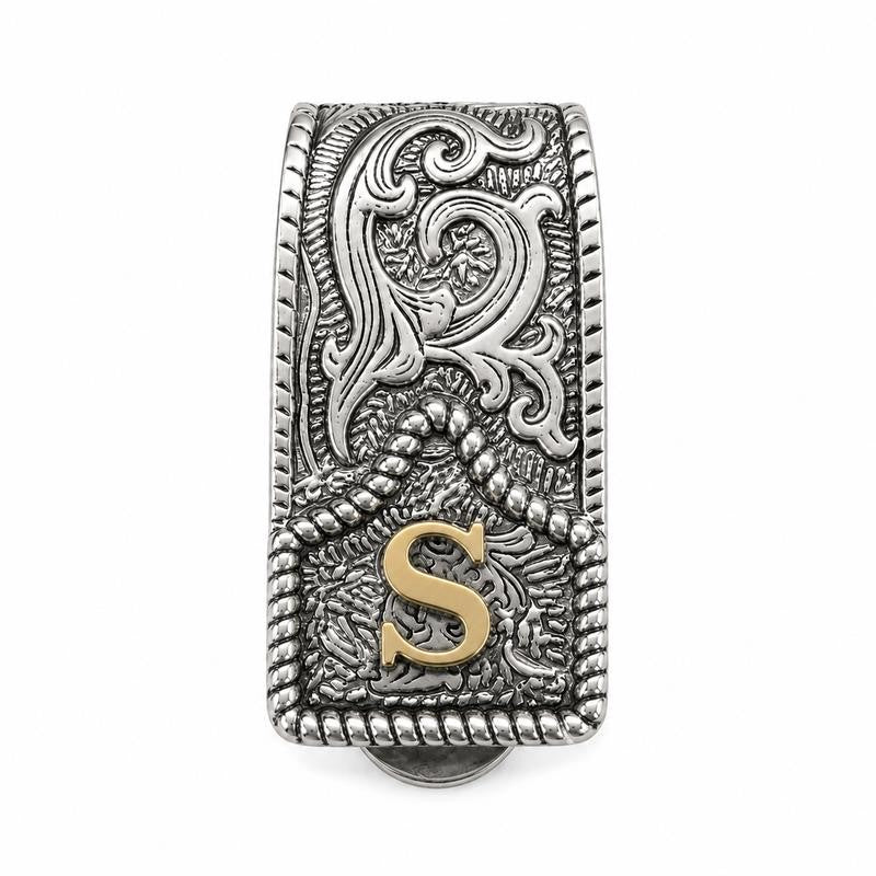 Western Scroll Initial Money Clip