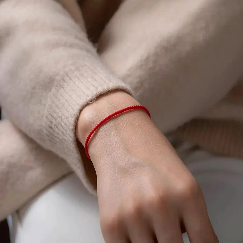 Red Braided String Bracelet