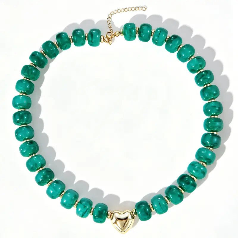 Colorful Bead Heart Choker