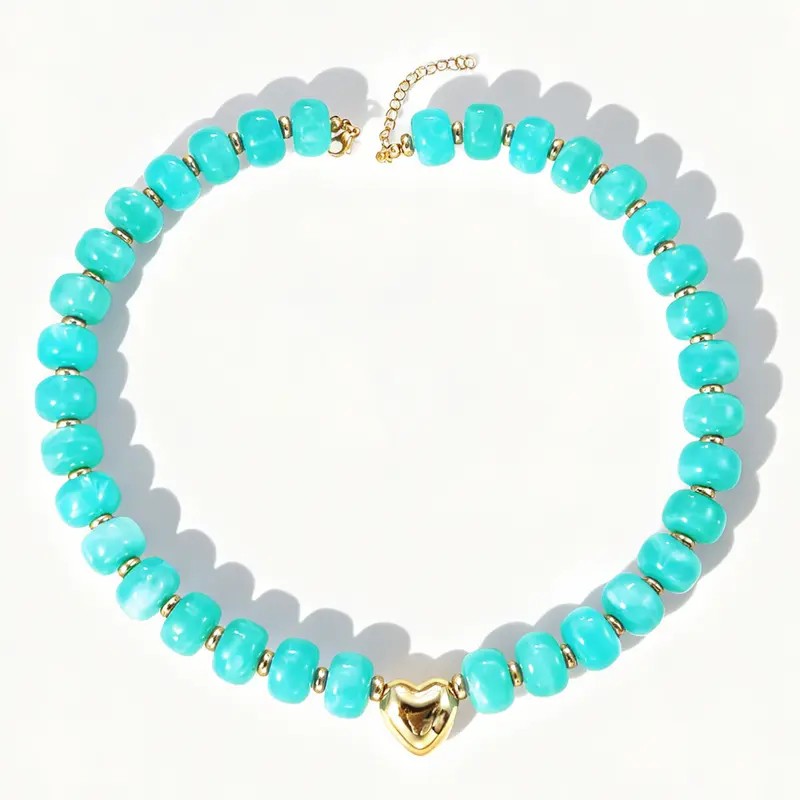 Colorful Bead Heart Choker