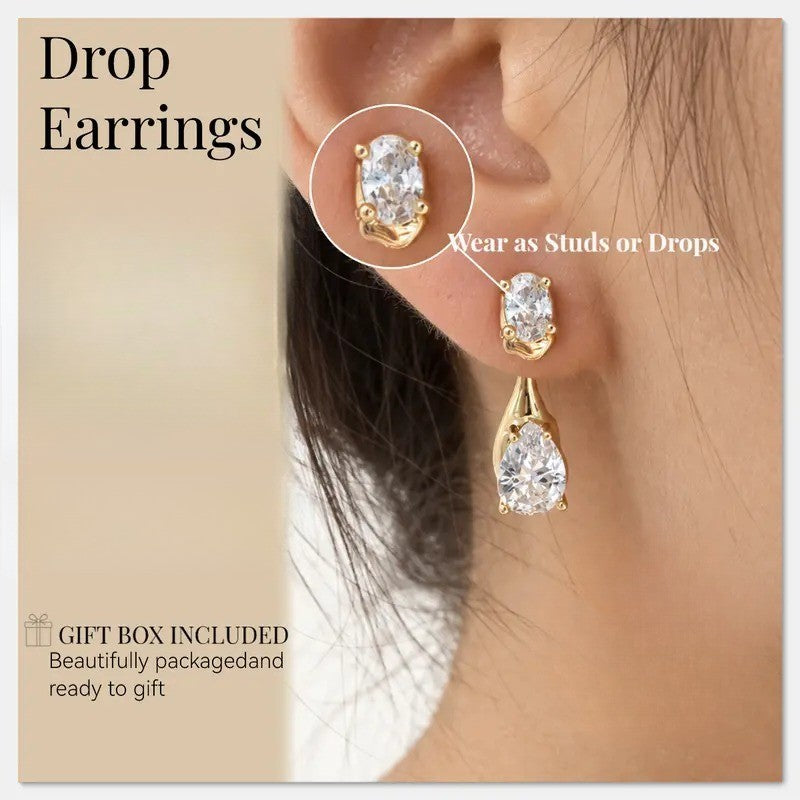 Oval & Pear Drop Earrings