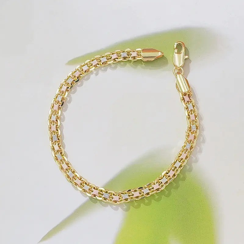 Tri-Color Enamel Link Bracelet