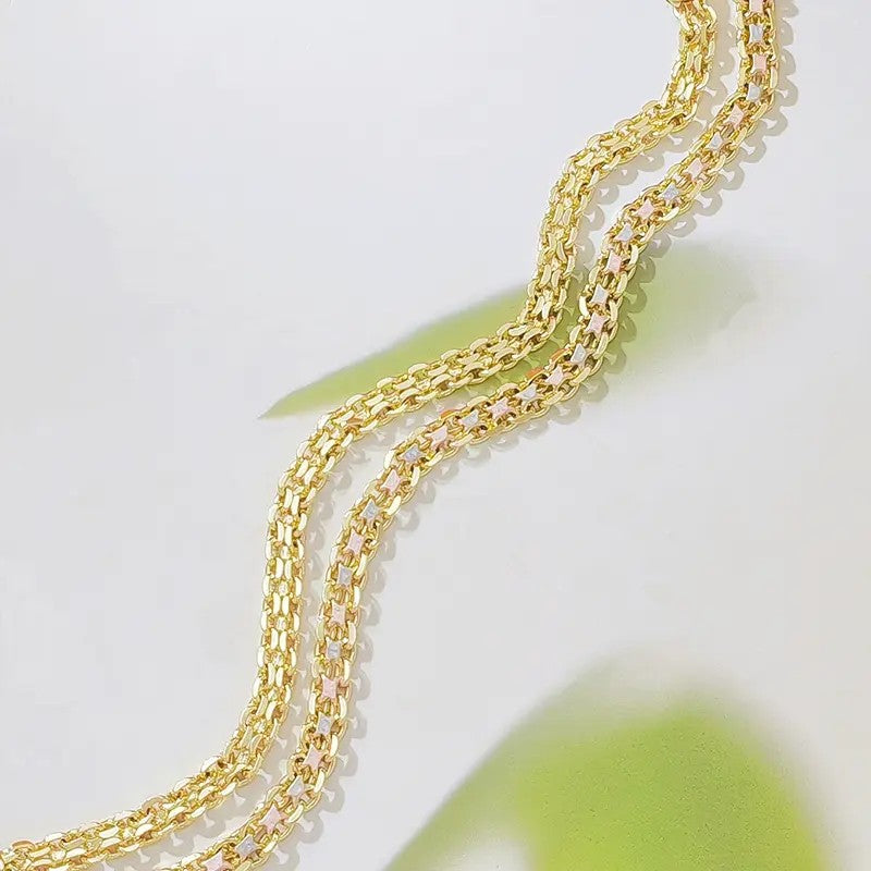 Tri-Color Enamel Link Bracelet