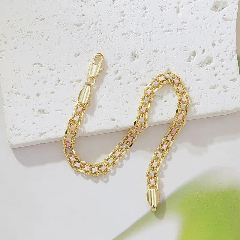 Tri-Color Enamel Link Bracelet