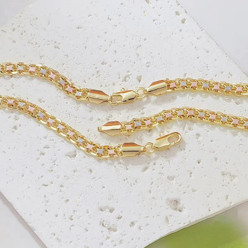 Tri-Color Enamel Link Bracelet