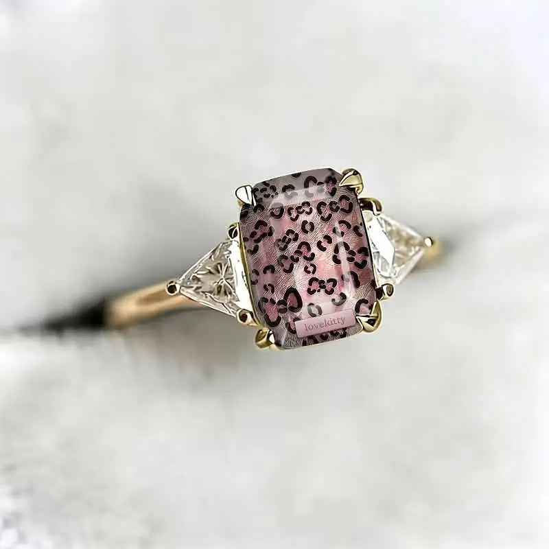 Pink Leopard Rectangle Ring