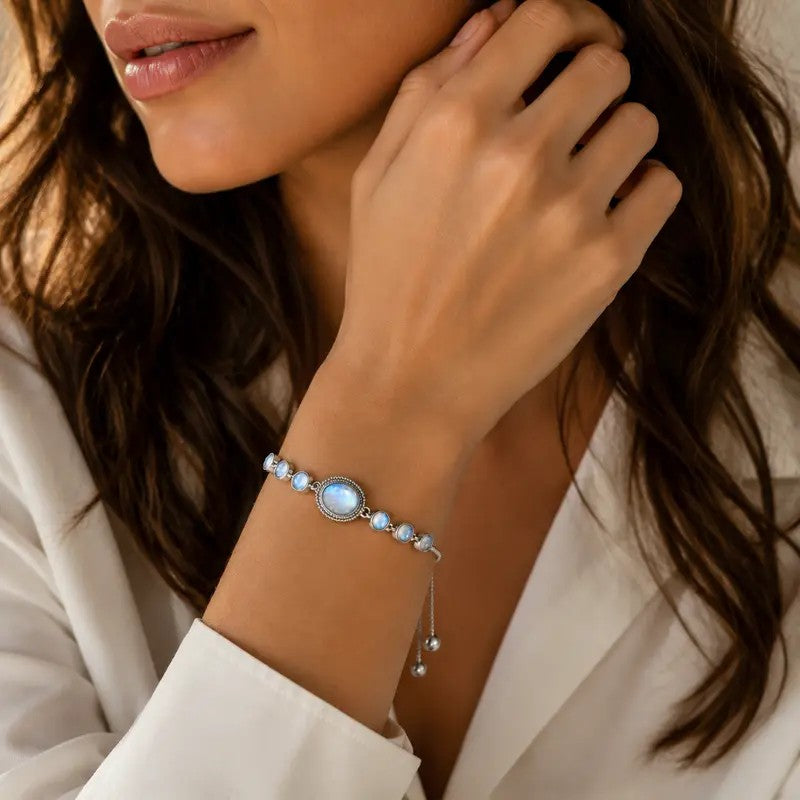 Moonstone Oval Adjustable Bracelet