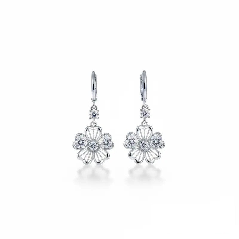 Crystal Flower Huggie Earrings