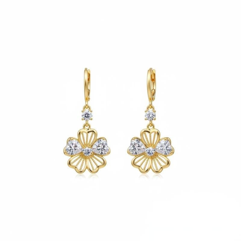 Crystal Flower Huggie Earrings