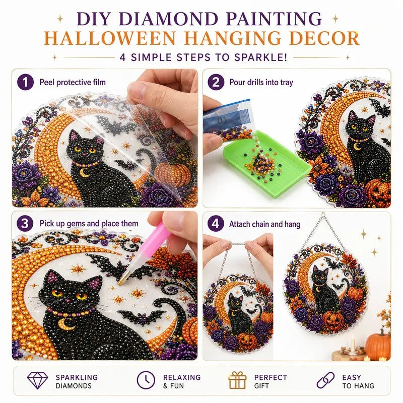 Black Cat Diamond Art Ornament