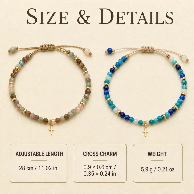 Multicolor Stone Cross Bracelet