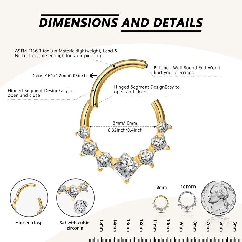 Princess Cut Crystal Hinged Hoop