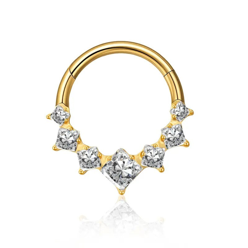 Princess Cut Crystal Hinged Hoop