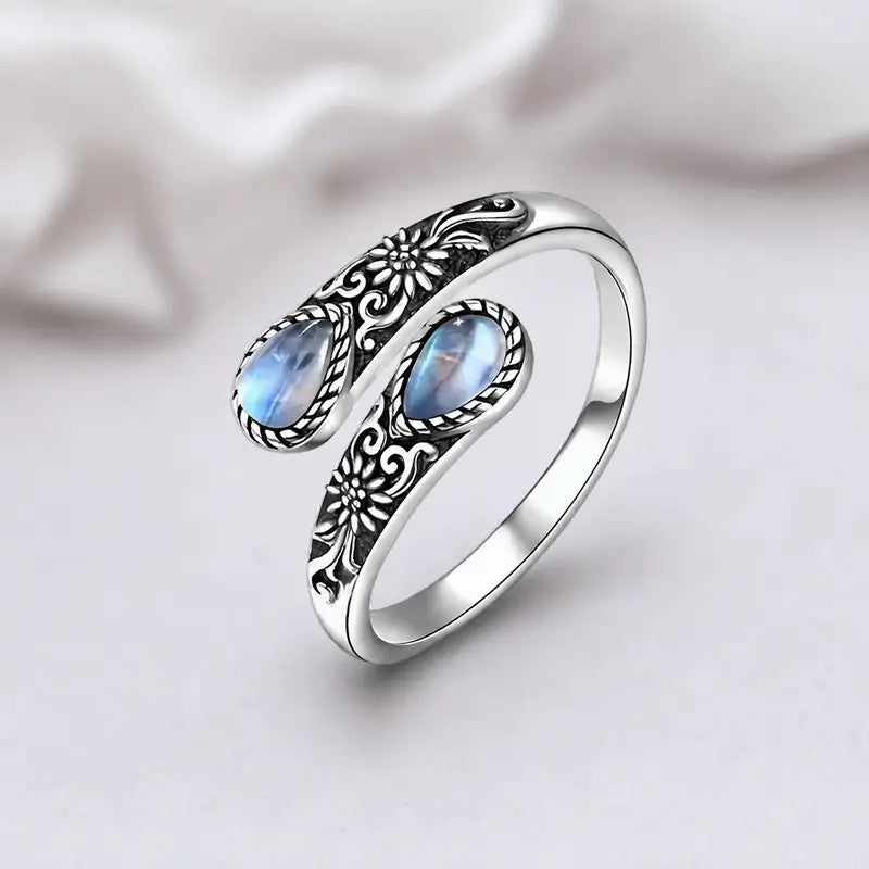 Ornate Teardrop Adjustable Ring