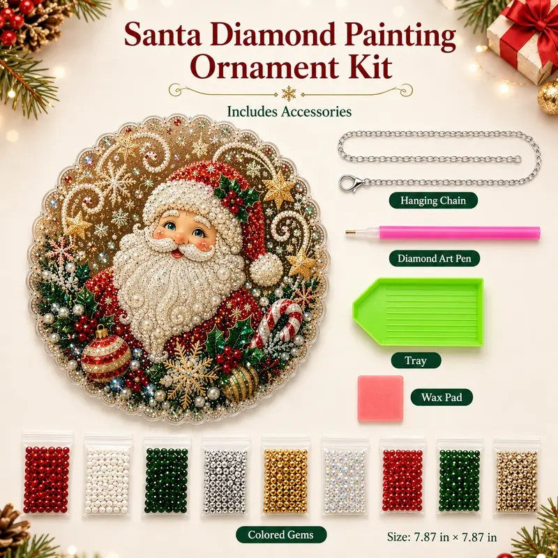 Santa Diamond Art Ornament