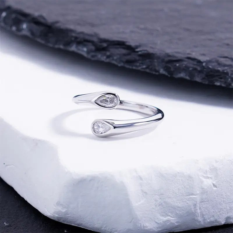 Pear Crystal Bypass Ring