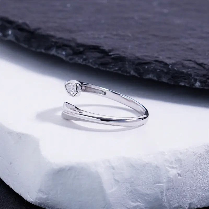 Pear Crystal Bypass Ring