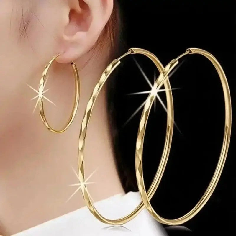 Diamond Cut Hoop Earrings