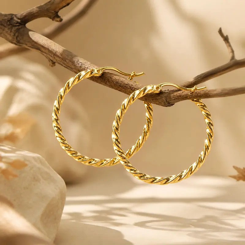 Twisted Rope Hoop Earrings
