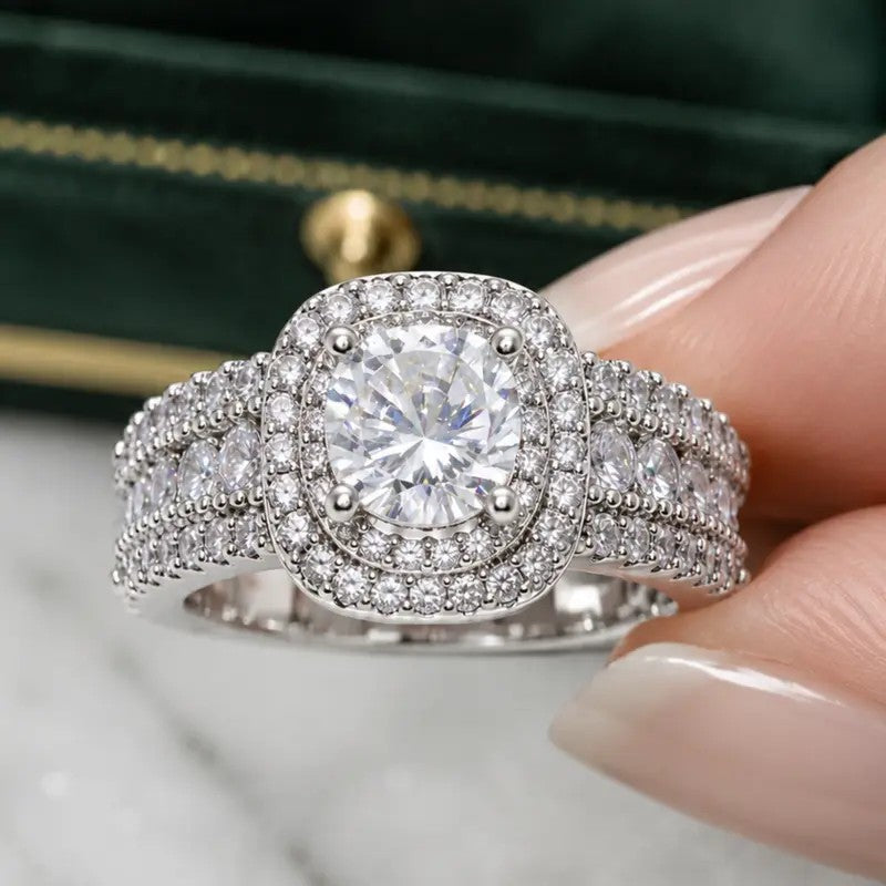 Cushion Halo Statement Ring