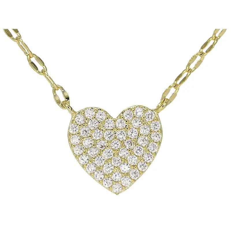 Cubic Zirconia Pave Heart Necklace