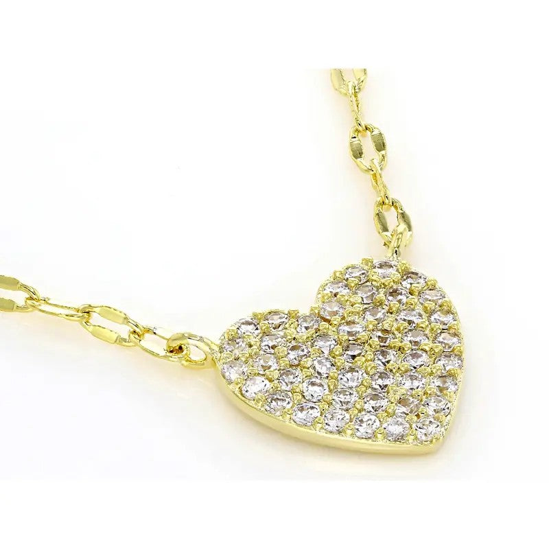 Cubic Zirconia Pave Heart Necklace