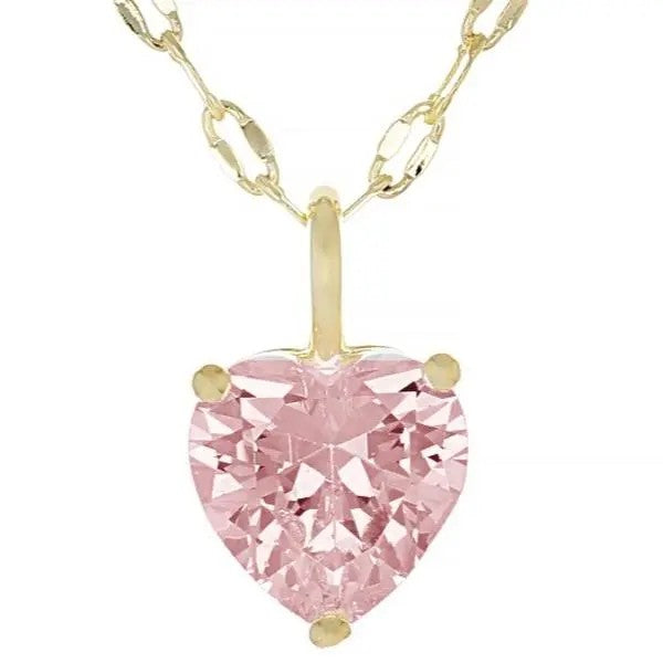 Pink Faceted Heart Necklace