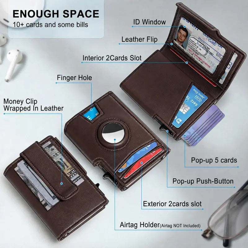 Leather Pop-Up Card Wallet