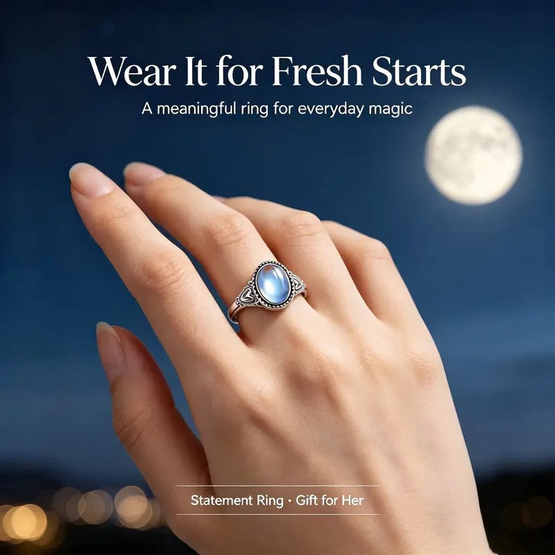 Oval Moonstone Statement Ring