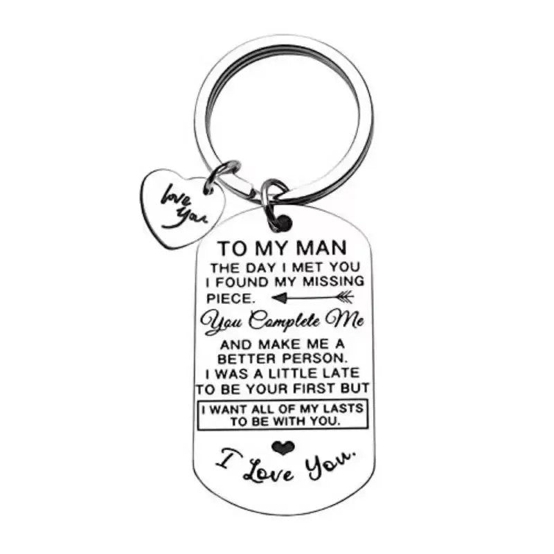 Engraved Love Message Keychain Set
