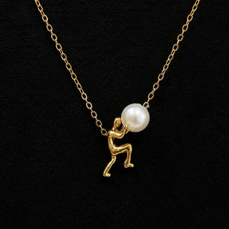 Figure Holding Pearl Necklace