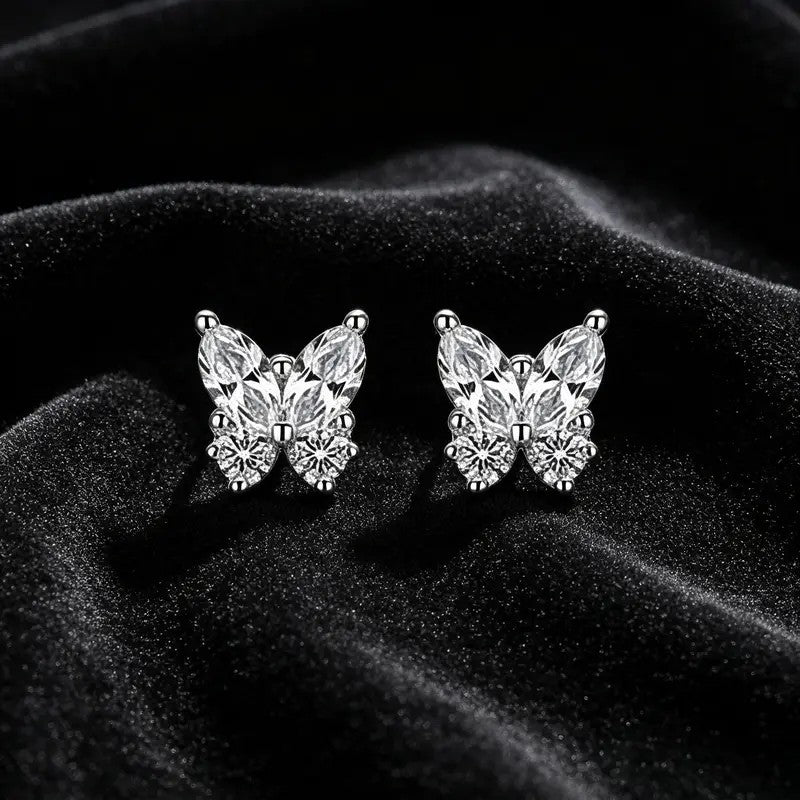 Marquise & Round Crystal Butterfly Stud Earrings