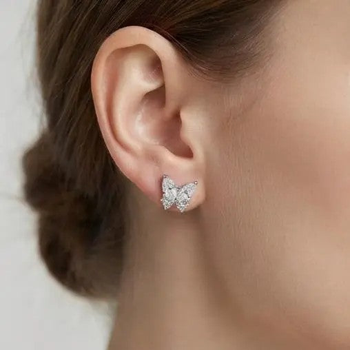 Marquise & Round Crystal Butterfly Stud Earrings