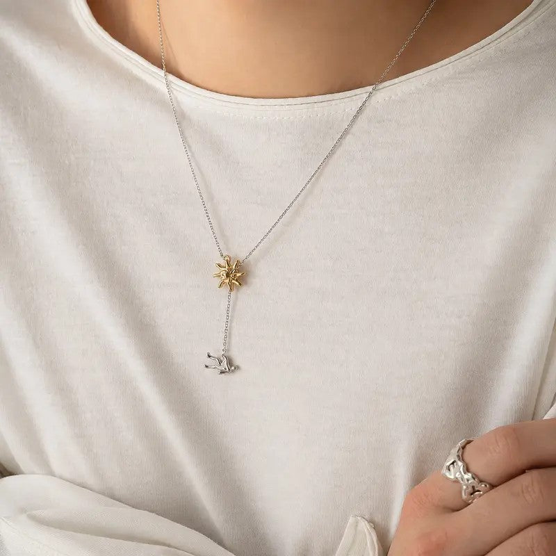 Sun & Falling Figure Y-Necklace