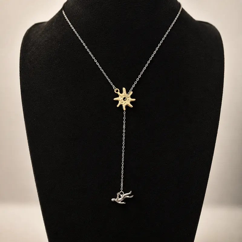 Sun & Falling Figure Y-Necklace