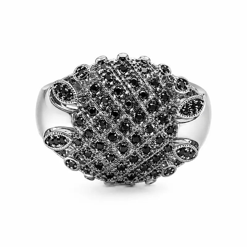 Black Crystal Lattice Statement Ring