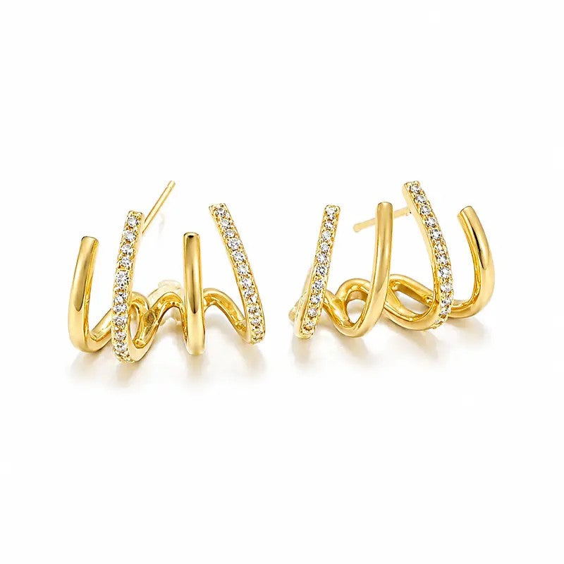 Crystal Zigzag Huggie Earrings
