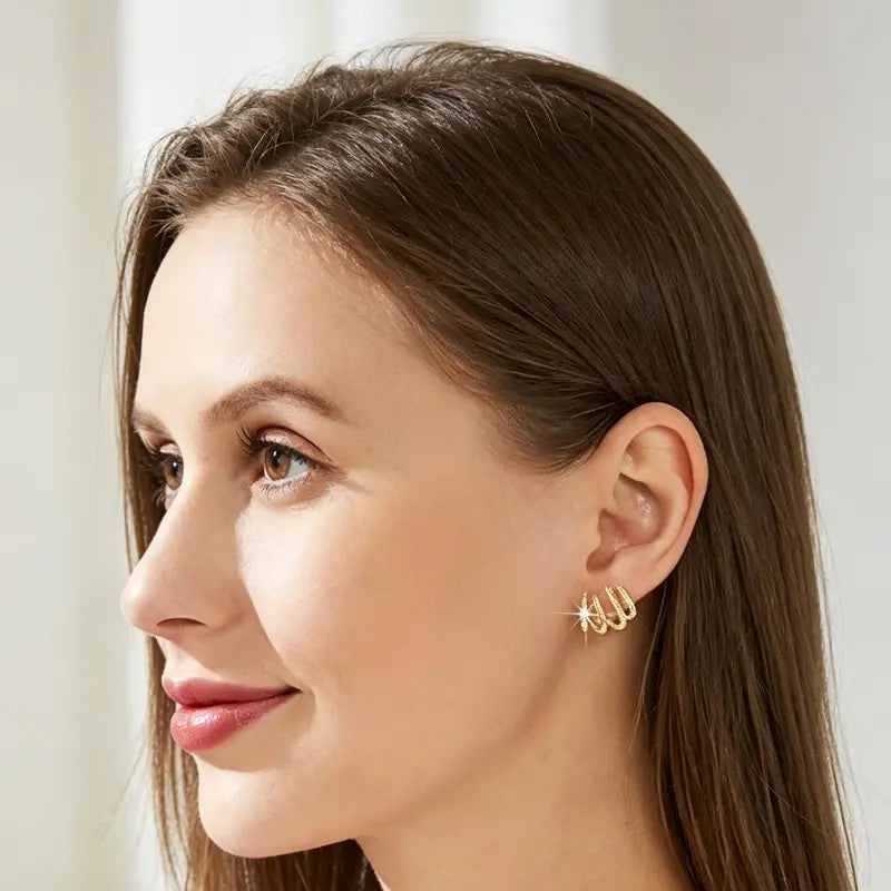Crystal Zigzag Huggie Earrings