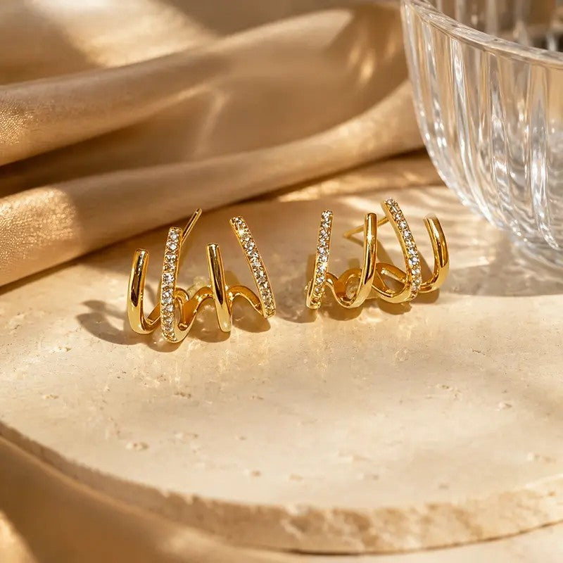 Crystal Zigzag Huggie Earrings
