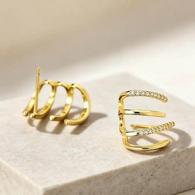 Crystal Zigzag Huggie Earrings