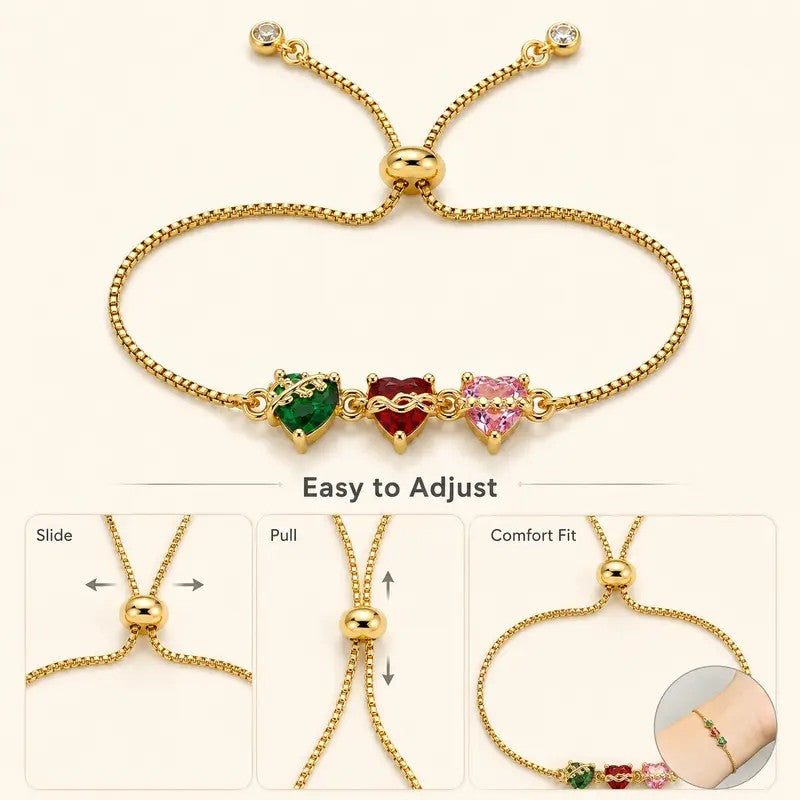Tricolor Heart Bolo Bracelet