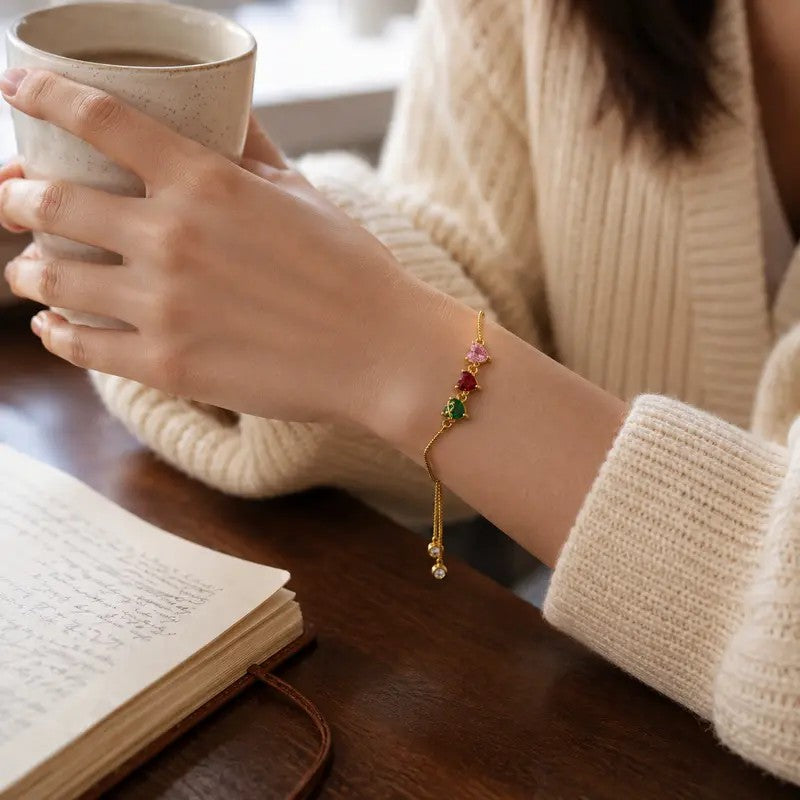 Tricolor Heart Bolo Bracelet