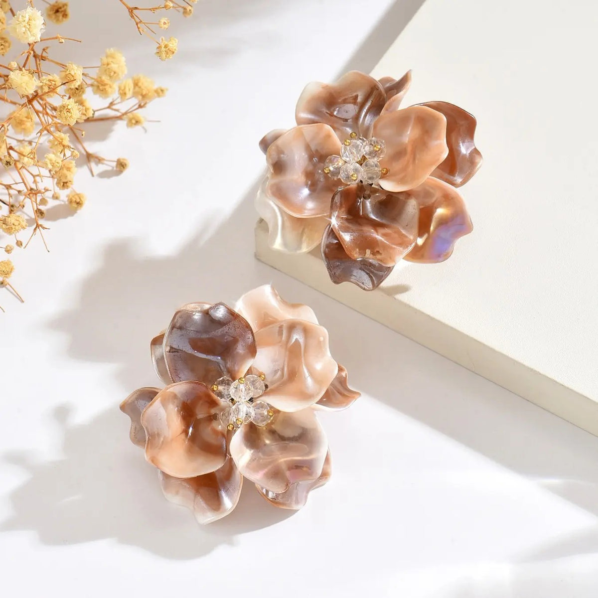 Pink Floral Statement Earrings