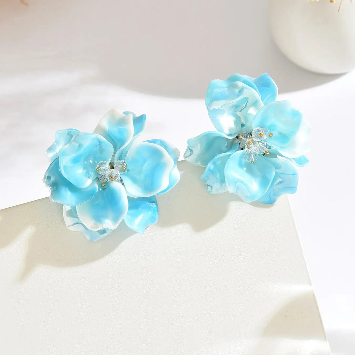 Pink Floral Statement Earrings