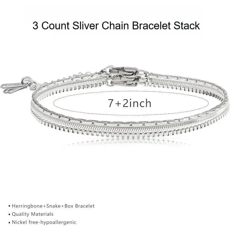 Mixed Chain Link Bracelet Set